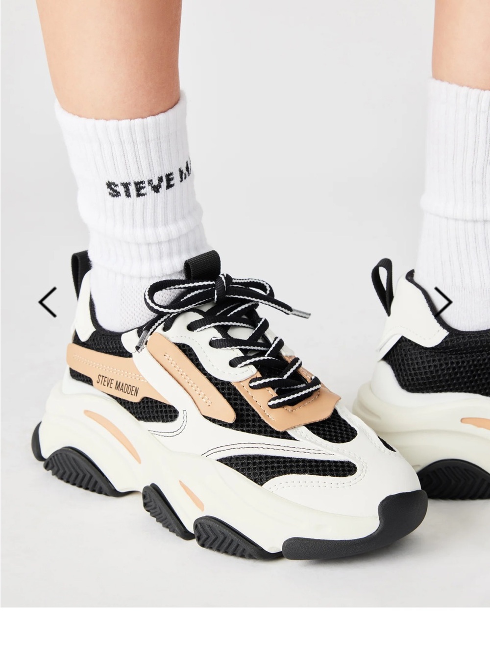 Steve Madden Possession Sneakers in Black/Tan